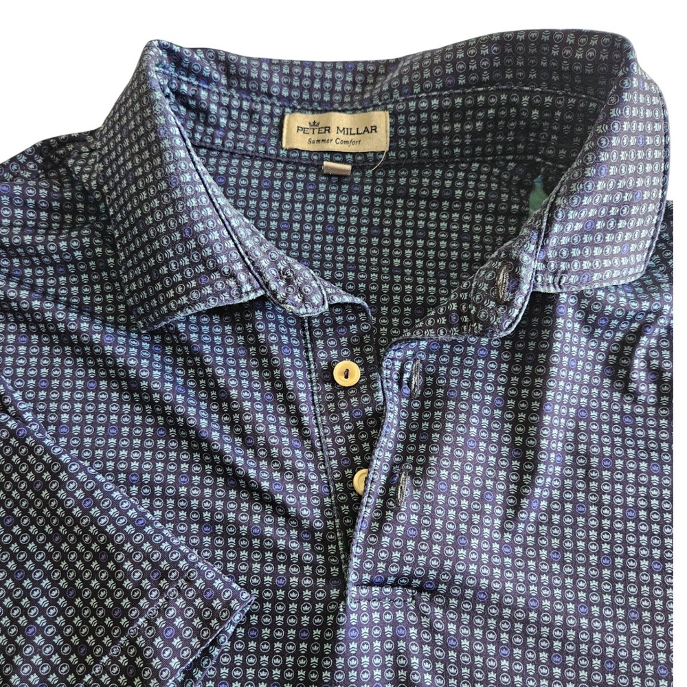 Peter Millar Performance Summer Comfort Polo Men's Large Blue Crowns Watson Cup